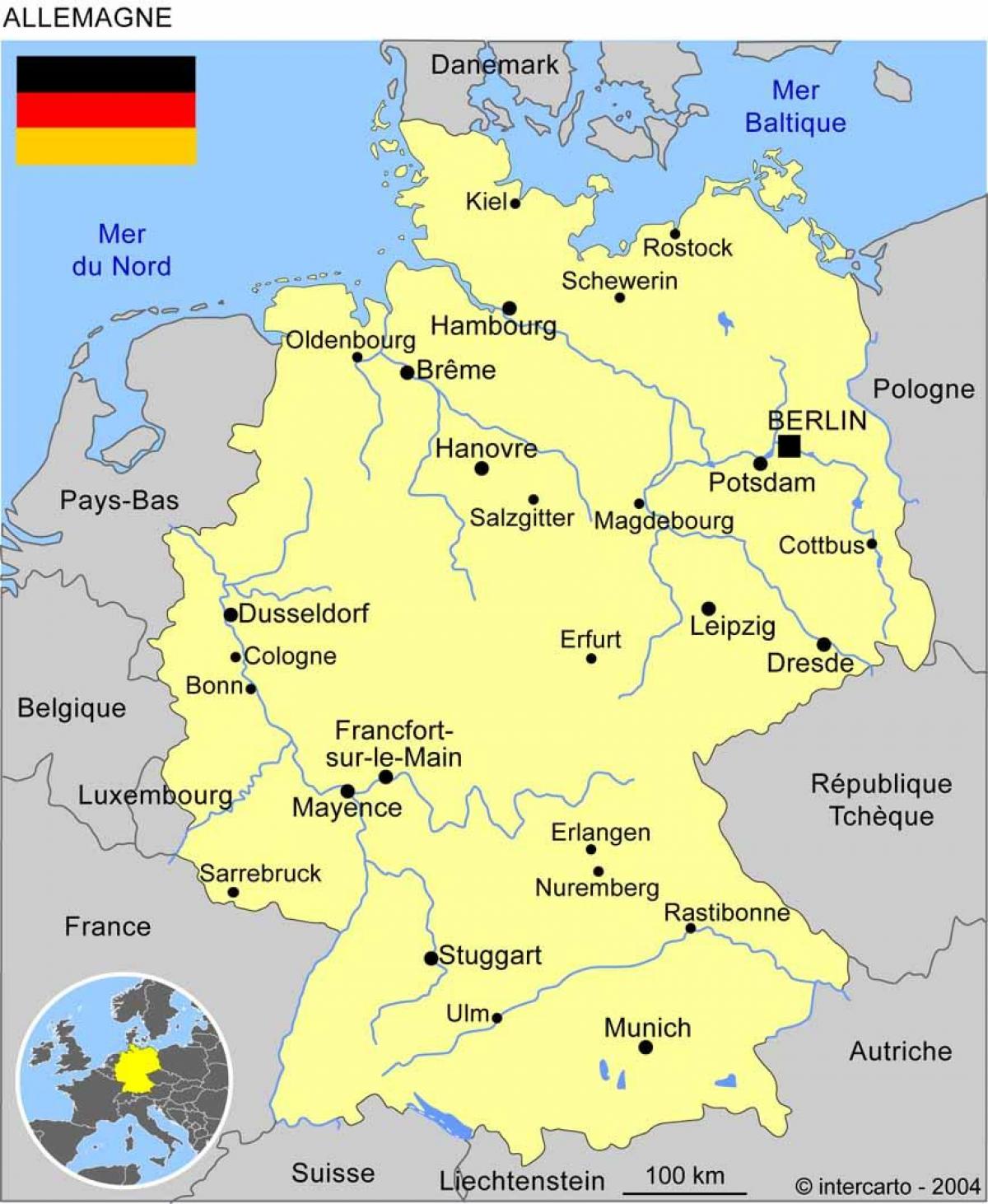 ドイツの国の地図