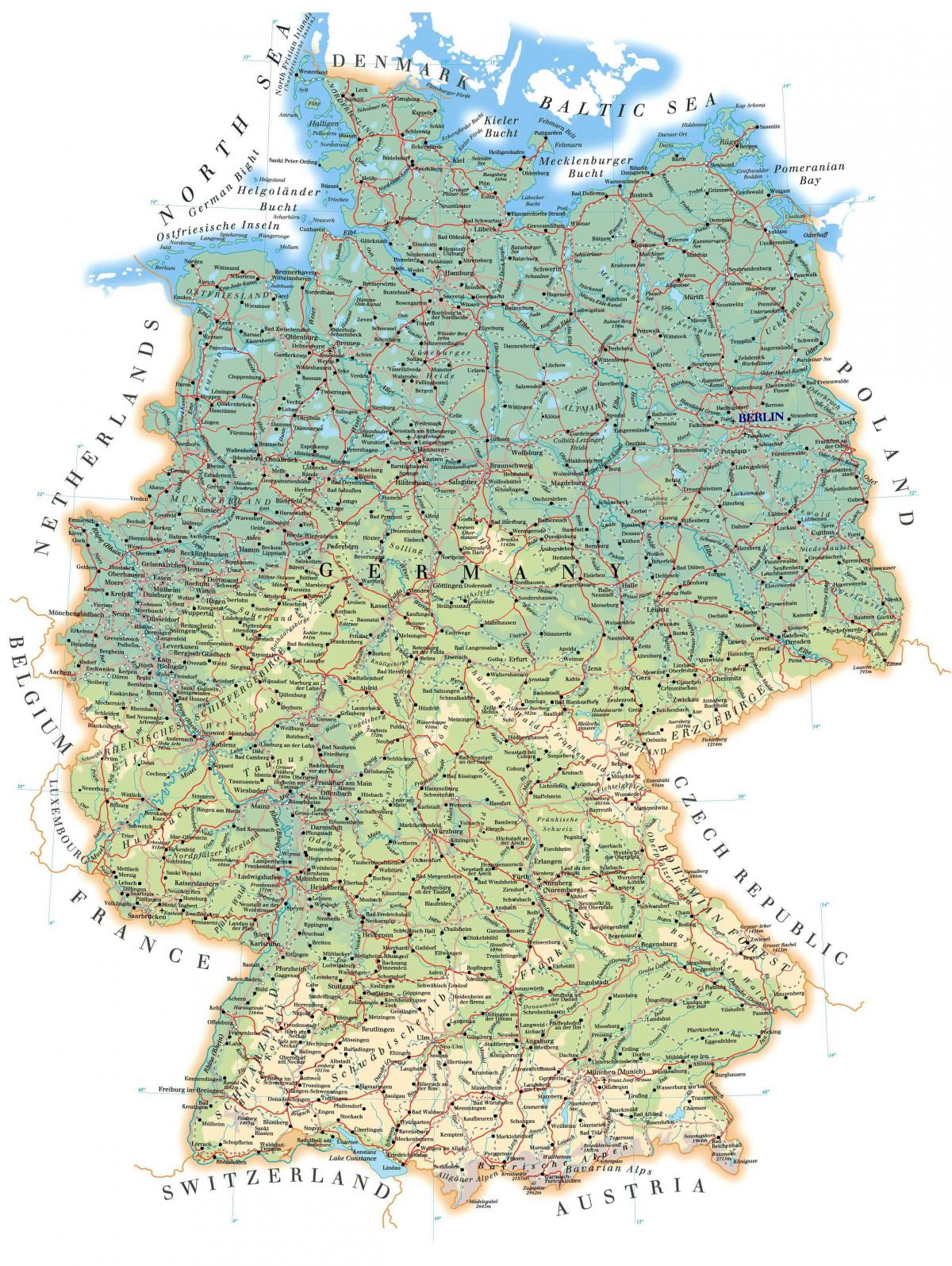 ドイツの高度の地図