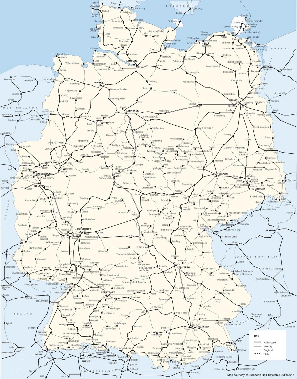 ドイツの鉄道路線図