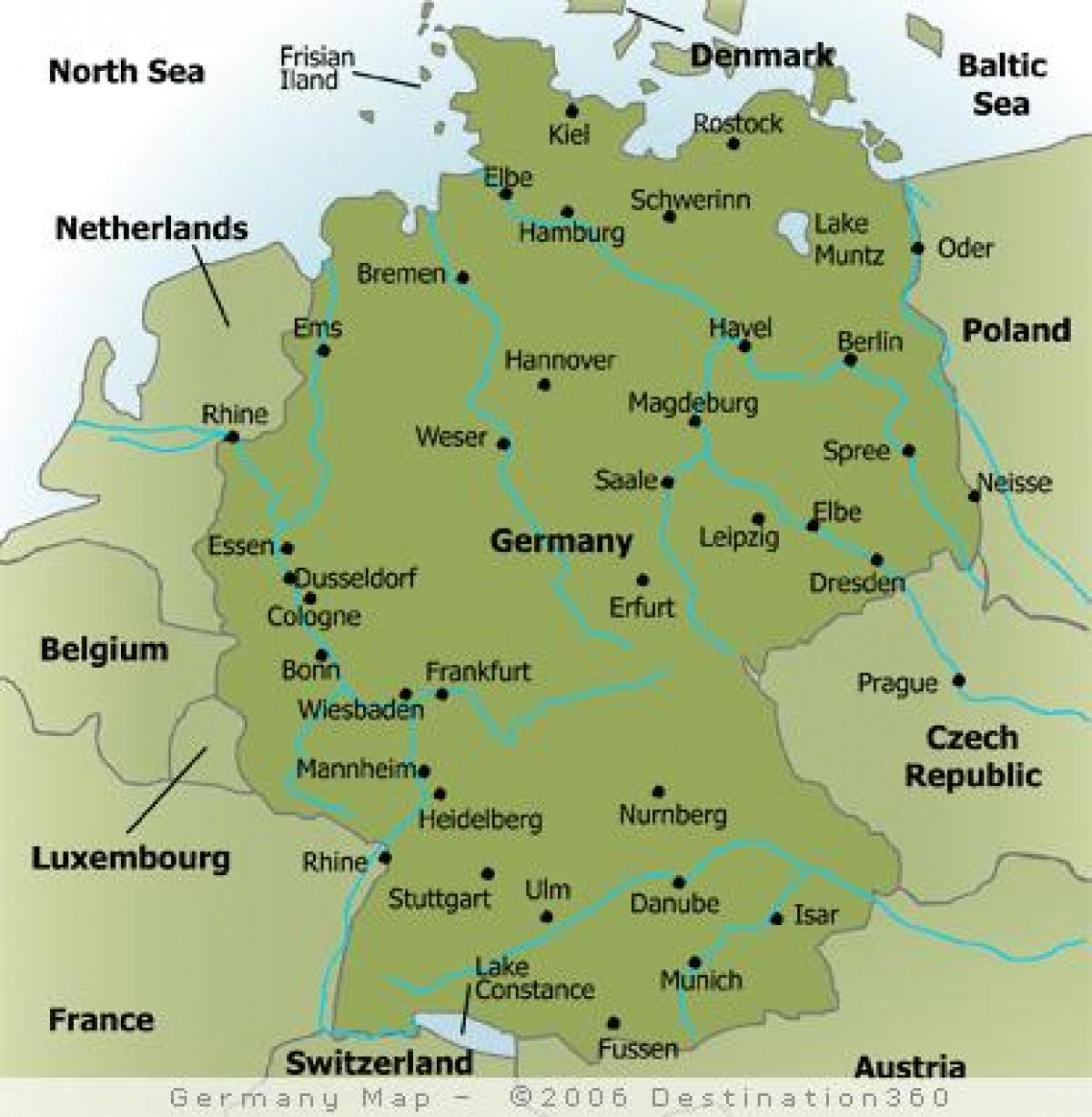 ドイツの主要都市の地図