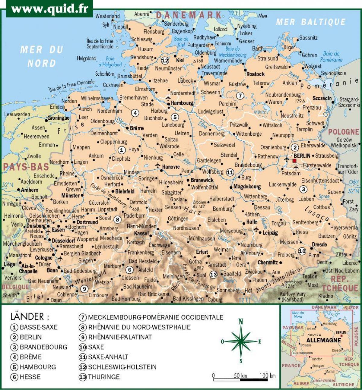 ドイツの北側の地図